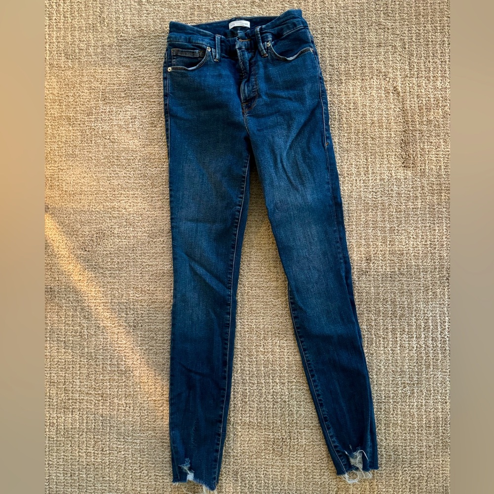 Good American raw hem skinny jeans size 0
